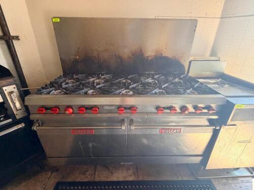 VULCAN TEN BURNER RANGE WITH LOWER DOUBLE OVEN COMBO.