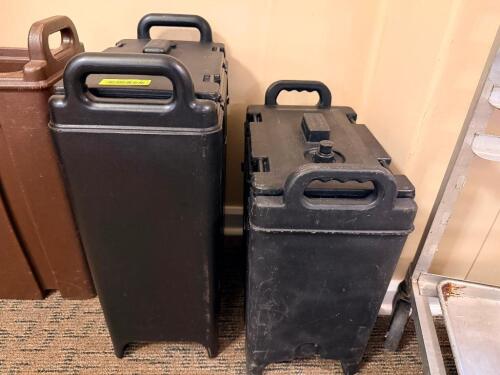 (2) INSULATED PLASTIC BEVERAGE DISPENSERS.