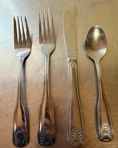 (50) SETS OF STAINLESS SILVERWARE W CADDY
