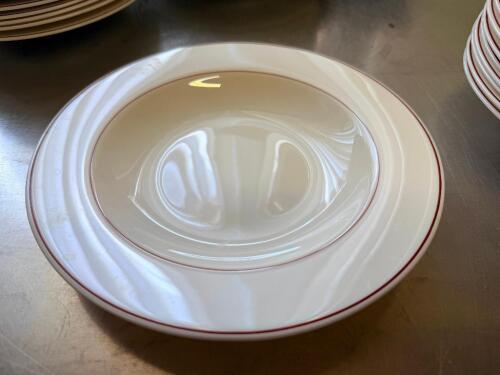 (24) 8 3/4" CHINA BOWL W/ MAROON TRIM