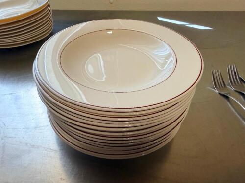 (24) 8 3/4" CHINA BOWL W/ MAROON TRIM