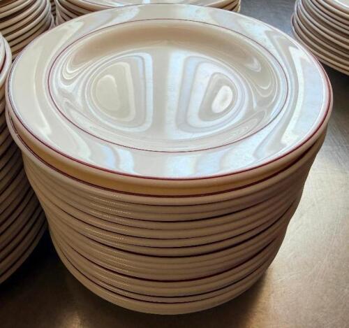 (24) 6" CHINA PLATE W/ MAROON TRIM