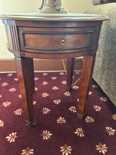 (2) WOODEN ROUND SIDE TABLES