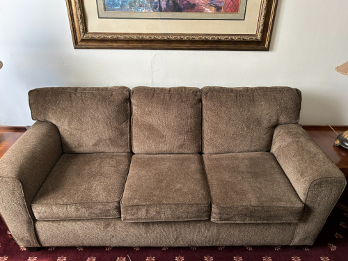BROWN UPHOLSTER 3 SEATER SOFA