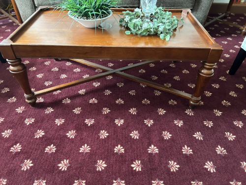 (2) MAHAGANY SIDE TABLES AND (1) MAHOGANY WOODEN TABLE