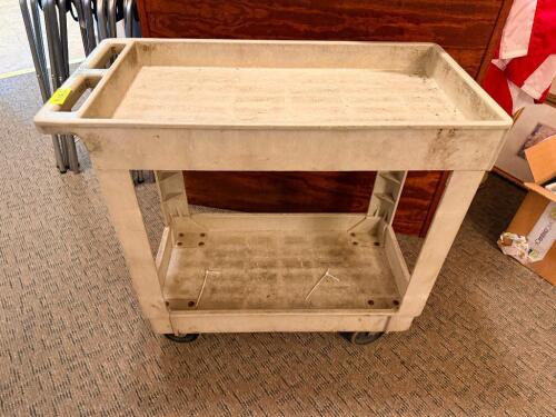 TWO TIER TAN PLASTIC UTILITY CART