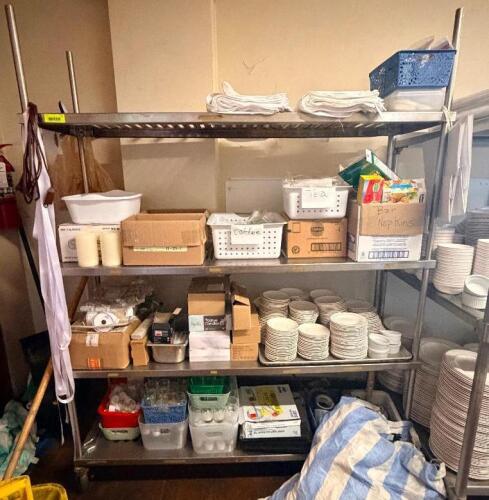 60" X 24" FOUR TIER STAINLESS SHELF. ( ON CASTERS )