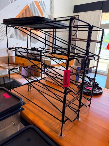 (2) BLACK WIRE BEVERAGE STATION ORGANIZERS.