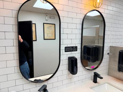 (2) OVAL VANITY MIRRORS W/ BLACK FRAMES