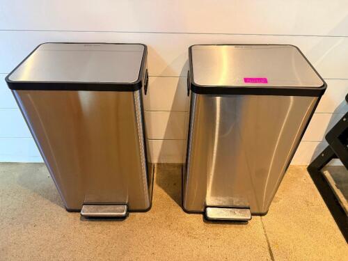 (2) STAINLESS BATHROOM TRASH CANS