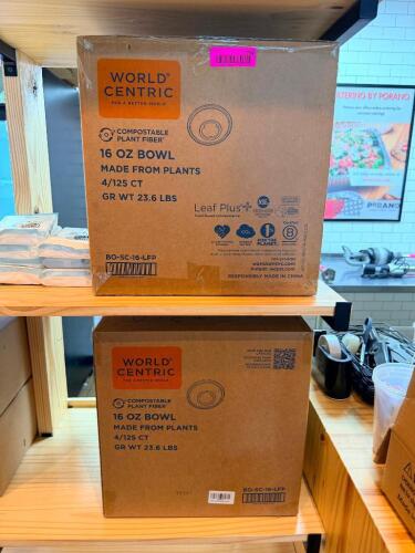 (2) CASES OF WORLD CENTRIC 16 OZ BOLS