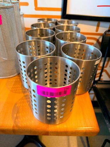 (9) STAINLESS SILVERWARE HOLDERS.