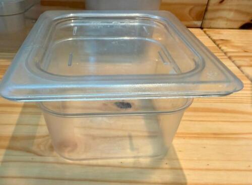 (6) 1/6 SIZE PLASTIC INSERTS W/ LIDS
