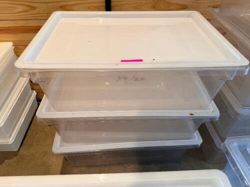 (3) FULL SIZE PLASTIC SALAD CONTAINERS W/ LIDS