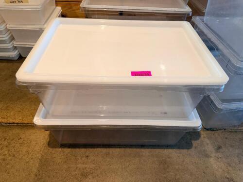 (2) FULL SIZE PLASTIC SALAD CONTAINERS W/ LIDS
