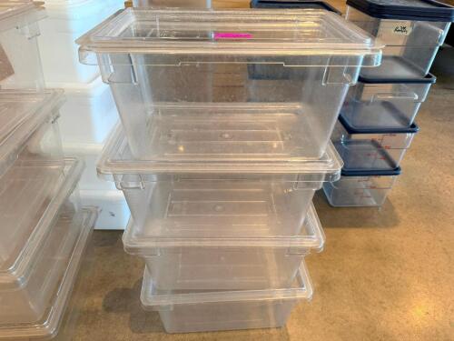 (4) FULL SIZE PLASTIC CONTAINERS W/ LIDS
