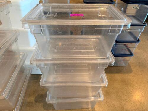 (4) FULL SIZE PLASTIC CONTAINERS W/ LIDS