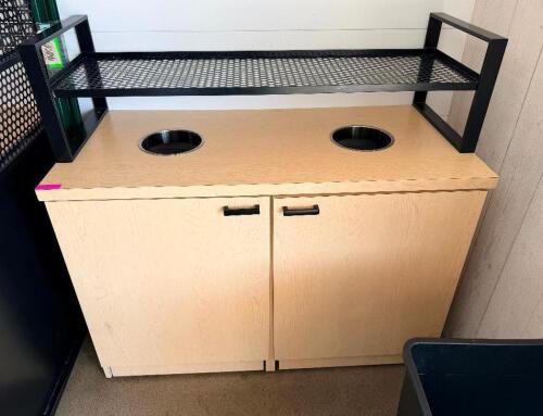 53" X 24" CUSTOM WOOD WASTE STATION WITH METAL SHELF
