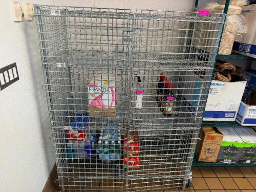 48" TWO DOOR WIRE ALCOHOL CAGE / SHELF.