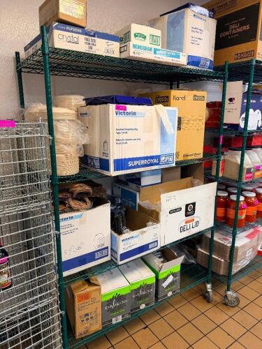 48"X 24" FIVE TIER COATED WIRE SHELF ( ON CASTERS )