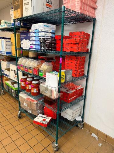 48"X 30" FIVE TIER COATED WIRE SHELF ( ON CASTERS )