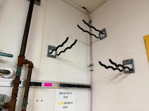 (3) WALL MOUNTED BIKE RACK HOOKS.