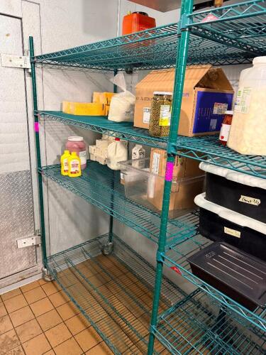 48"X 30" FOUR TIER COATED WIRE SHELF ( ON CASTERS )