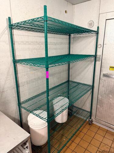 48"X 24" FOUR TIER COATED WIRE SHELF ( ON CASTERS )