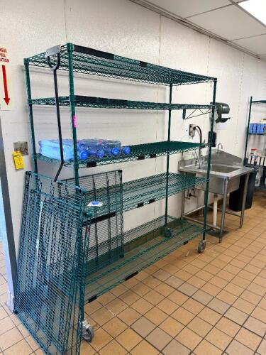 72" X 24" FIVE TIER COATED WIRE SHELF ( ON CASTERS )