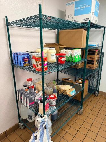 48"X 30" FOUR TIER COATED WIRE SHELF ( ON CASTERS )