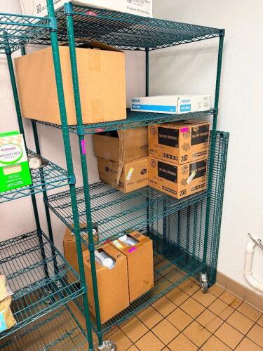 42"X 30" FOUR TIER COATED WIRE SHELF ( ON CASTERS )