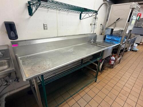 102" LEFT SIDE STAINLESS SOIL TABLE W/ SPRAY SINK.