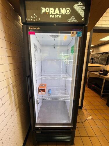 TURBO AIR COMMERCIAL GLASS DOOR REACH-IN REFRIGERATOR WITH ILLUMINATED TOP DISPLAY