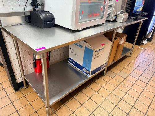 8' X 30" STAINLESS TABLE W/ 4" BACK SPLASH