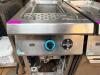 DESCO SINGLE WELL GAS PASTA COOKER WITH STAINLESS STEEL CONSTRUCTION, INTEGRATED WATER FILL FAUCET, AND BASKET INSERT. UNIT FEATURES FRONT CONTROL KNOB AND LOWER ACCESS PANEL WITH INTERNAL GAS COMPONENTS. - 3