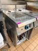 DESCO SINGLE WELL GAS PASTA COOKER WITH STAINLESS STEEL CONSTRUCTION, INTEGRATED WATER FILL FAUCET, AND BASKET INSERT. UNIT FEATURES FRONT CONTROL KNOB AND LOWER ACCESS PANEL WITH INTERNAL GAS COMPONENTS. - 5