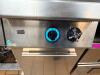 DESCO SINGLE WELL GAS PASTA COOKER WITH STAINLESS STEEL CONSTRUCTION, INTEGRATED WATER FILL FAUCET, AND BASKET INSERT. UNIT FEATURES FRONT CONTROL KNOB AND LOWER ACCESS PANEL WITH INTERNAL GAS COMPONENTS. - 4