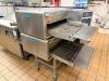 TURBOCHEF DOUBLE STACK COMMERCIAL ELECTRIC CONVEYOR OVENS WITH STAINLESS STEEL CONSTRUCTION AND DIGITAL CONTROL INTERFACE. INCLUDES DUAL CONVEYOR CHAMBERS MOUNTED ON MOBILE STAND WITH CASTERS. - 2
