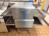TURBOCHEF DOUBLE STACK COMMERCIAL ELECTRIC CONVEYOR OVENS WITH STAINLESS STEEL CONSTRUCTION AND DIGITAL CONTROL INTERFACE. INCLUDES DUAL CONVEYOR CHAMBERS MOUNTED ON MOBILE STAND WITH CASTERS. - 3