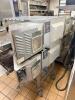 TURBOCHEF DOUBLE STACK COMMERCIAL ELECTRIC CONVEYOR OVENS WITH STAINLESS STEEL CONSTRUCTION AND DIGITAL CONTROL INTERFACE. INCLUDES DUAL CONVEYOR CHAMBERS MOUNTED ON MOBILE STAND WITH CASTERS. - 9