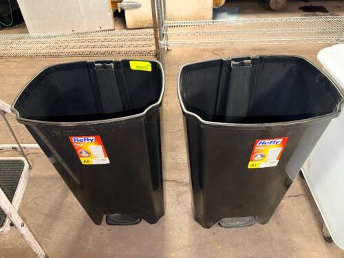 (2) BLACK PLASTIC OFFICE TRASH CANS
