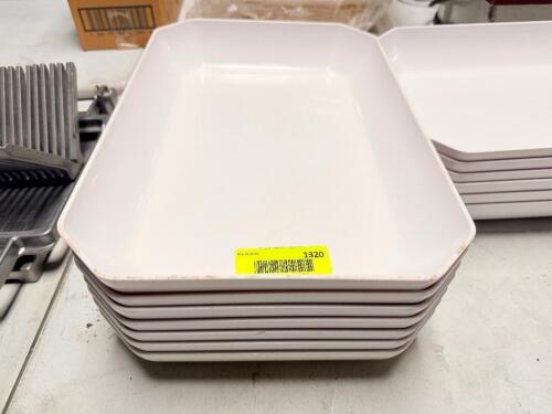 (12) WHITE PLASTIC TRAYS
