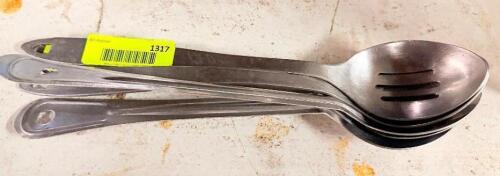 (4) ASSORTED STAINLESS SERVING SPOONS