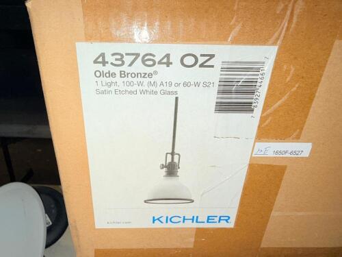 (2) KICHLER OLDE BRONZE PENDANT LIGHTS ( NEW IN THE BOX )