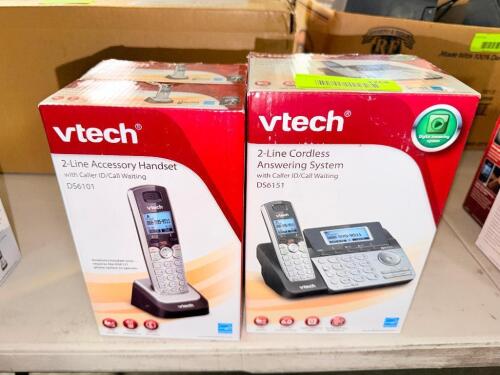 (1) VTECH PHONE W/ (2) HANDSETS AND (2) ADDITIONAL SINGLE HANDSETS.