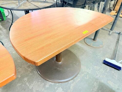 42" SEMI CIRCLE HARDWOOD TABLE W/ BASE.