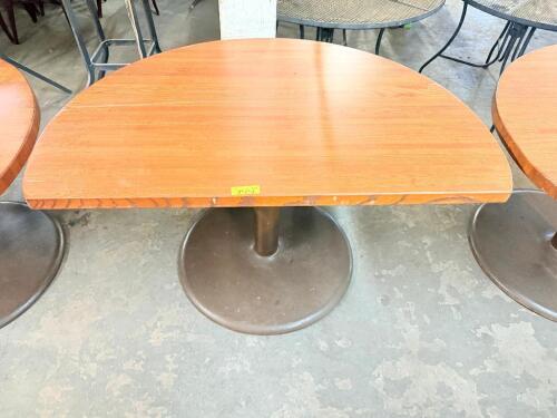 42" SEMI CIRCLE HARDWOOD TABLE W/ BASE.