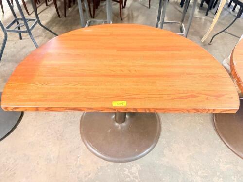 42" SEMI CIRCLE HARDWOOD TABLE W/ BASE.