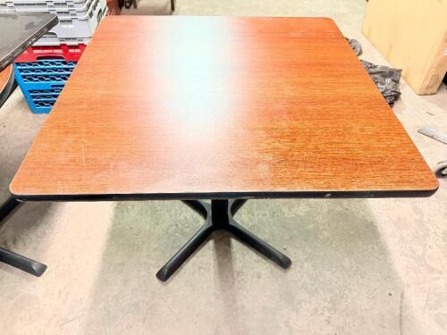 (2) 36" X 36" LAMINATE WOOD TABLE W/ BASE.