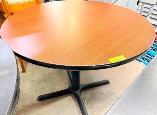36" LAMINATE WOOD TABLE W/ BASE.